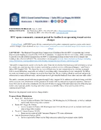 RTC Opens Community Comment Period for Feedback on Upcoming Transit Service Changes