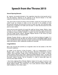 Speech from the Throne 2015