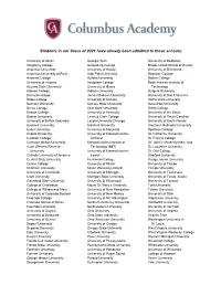 Students in Our Class of 2021 Have Already Been Admitted to These Schools