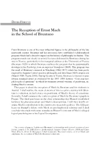 The Reception of Ernst Mach in the School of Brentano