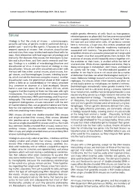 Virology Is That the Study of Viruses ? Submicroscopic, Parasitic Particles