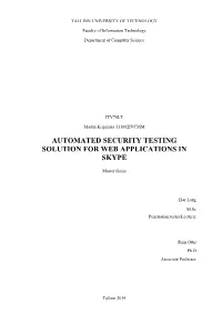 Automated Security Testing Solution for Web Applications in Skype