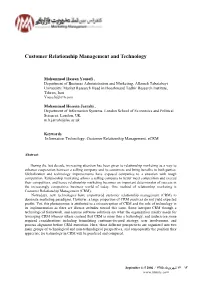 Customer Relationship Management and Technology