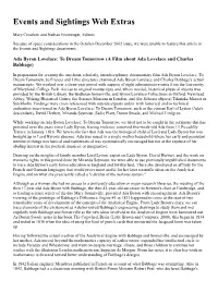 Events and Sightings Web Extras