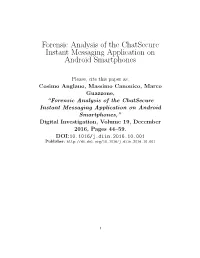 Forensic Analysis of the Chatsecure Instant Messaging Application on Android Smartphones