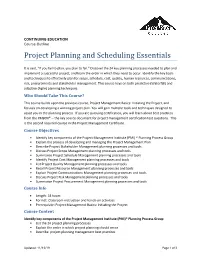 Project Planning and Scheduling Essentials