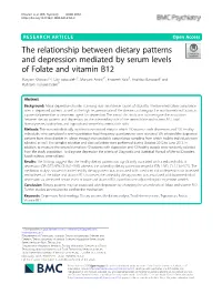 The Relationship Between Dietary Patterns and Depression Mediated