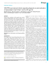 VEGFR2 Survival and Mitotic Signaling Depends on Joint Activation of Associated C3ar1/C5ar1 and IL-6R–Gp130 Ming-Shih Hwang1,*, Michael G