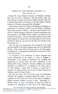 170 CR, KCLS, &C. General Sir James Edward Alexander, Of