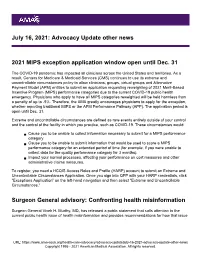 Advocacy Update Other News 2021 MIPS Exception Application Window Open Until Dec. 31