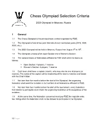 Chess Olympiad Selection Criteria