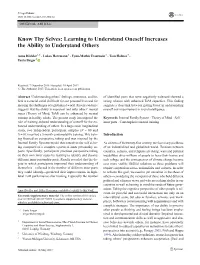Know Thy Selves: Learning to Understand Oneself Increases the Ability to Understand Others