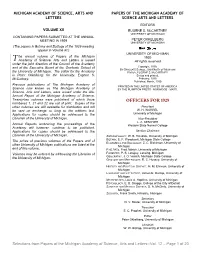 Michigan Academy of Science, Arts and Letters Volume