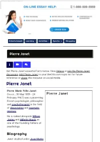 Pierre Janet Resource | Learn About, Share and Discuss Pierre Janet at Like2do.Com