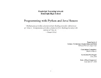 Programming with Python and Java Honors