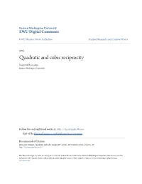 Quadratic and Cubic Reciprocity Suzanne Rousseau Eastern Washington University