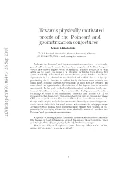 Towards Physically Motivated Proofs of the Poincaré and Geometrization Conjectures