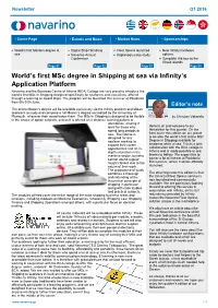 World's First Msc Degree in Shipping at Sea Via Infinity's Application Platform