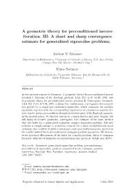 A Geometric Theory for Preconditioned Inverse Iteration. III: a Short and Sharp Convergence Estimate for Generalized Eigenvalue Problems