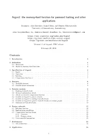 Argon2: the Memory-Hard Function for Password Hashing and Other Applications