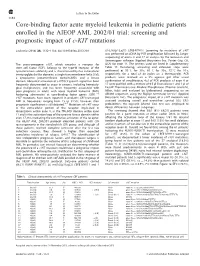 Core-Binding Factor Acute Myeloid Leukemia in Pediatric Patients Enrolled in the AIEOP AML 2002/01 Trial: Screening and Prognostic Impact of C-KIT Mutations
