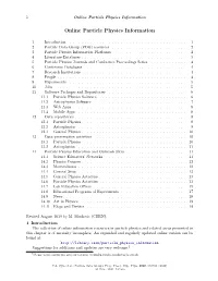 Online Particle Physics Information