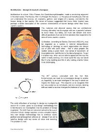 Design in Need of a Compass Architecture Is Culture. Vilém