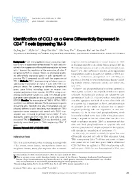 Identification of CCL1 As a Gene Differentially Expressed in CD4＋ T Cells Expressing TIM-3