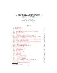 LECTURENOTE for the COURSE PARTIAL DIFFERENTIAL EQUATIONS 2, MATS340, 9 POINTS Contents 1. Introduction 3 2. Sobolev Spaces 3 2