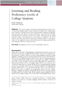 Listening and Reading Proficiency