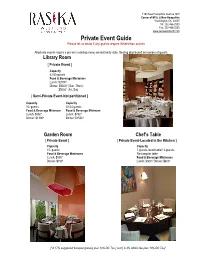 Private Event Guide Please Let Us Know If Any Guests Require Wheelchair Access