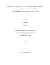 A Framing Analysis of News Coverage of Iran's Nuclear Deal with The