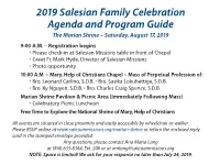 Agenda and Program Guide the Marian Shrine – Saturday, August 17, 2019 9:00 A.M