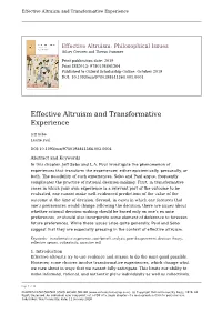Effective Altruism and Transformative Experience