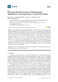 Experimental Observation of Modulational Instability in Crossing Surface Gravity Wavetrains