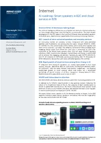 Internet AI Roadmap: Smart Speakers in B2C and Cloud Services in B2B