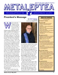 Metalepteametaleptea the Newsletter of the Orthopterists’ Society