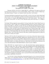 SUMMARY of NOTICE of INTENT to REDEVELOP a BROWNFIELDS PROPERTY Site Name: Granite Mill Brownfields Project Number: 21043-17-001