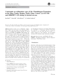 Constraints on Sedimentary Ages of the Chuanlinggou Formation in the Ming Tombs, Beijing, North China Craton: LA-ICP-MS and SHRIMP U–Pb Dating of Detrital Zircons
