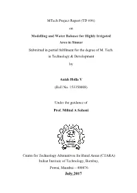 Modelling and Water Balance for Highly Irrigated Area in Sinnar