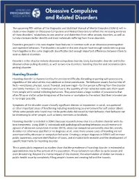 Obsessive Compulsive and Related Disorders