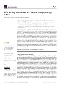 RNA-Binding Proteins and the Complex Pathophysiology of ALS
