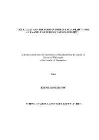 The Vlachs and the Serbian Primary School (1878-1914): an Example of Serbian Nation-Building