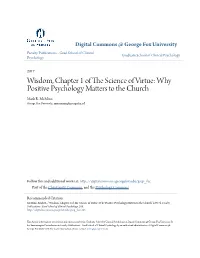 Wisdom, Chapter 1 of the Science of Virtue: Why Positive Psychology