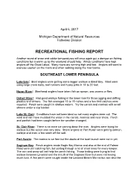 Archived Weekly Fishing Reports for April, May and June 2017