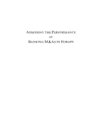 Assessing the Performance Banking M&As in Europe