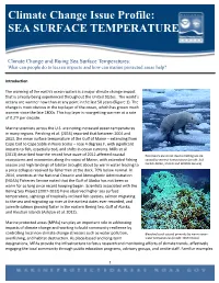Climate Change Issue Profile: SEA SURFACE TEMPERATURE