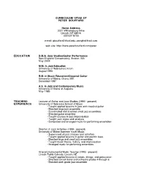 CURRICULUM VITAE of PETER BOUFFARD Home Address 3021
