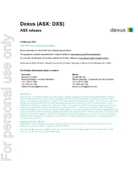 Dexus (ASX: DXS) ASX Release