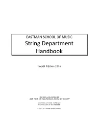 EASTMAN SCHOOL of MUSIC String Department Handbook